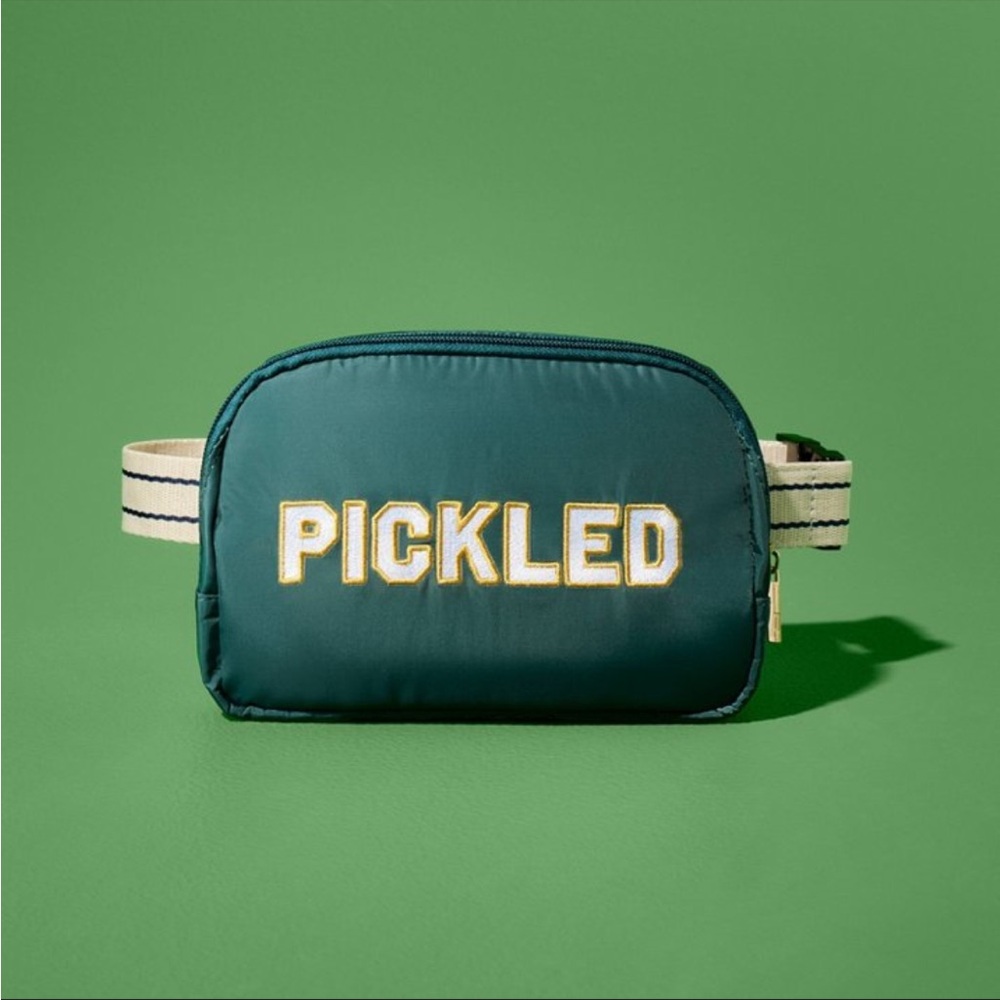 NWT Prince for Target Green Sateen “Pickled” Pickleball crossbody Belt Bag